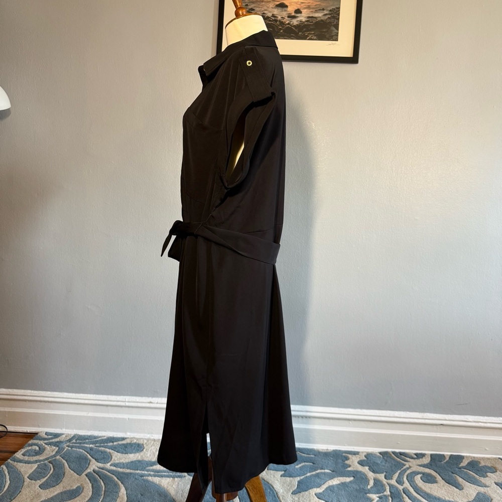 NWTMichael Kors Black Midi Dress with Belt - Picture 4 of 7